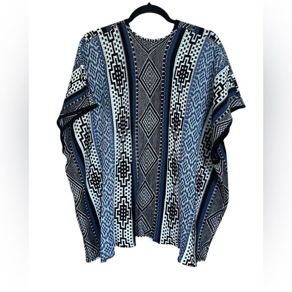 Lava Accessories Kimono Style Sweater Boho Hippie Festival. Blue, One Size - Picture 3 of 5